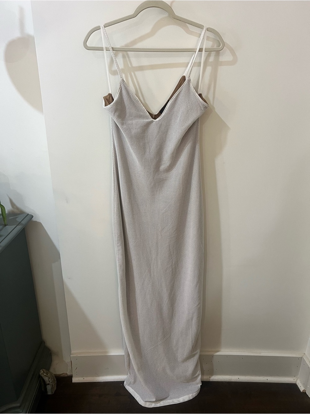 JLUXLABEL White Crochet Overlay Dress with Tan Lining - Picture 2 of 5
